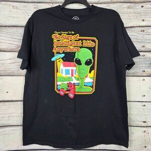 DOM Alien Graphic T-Shirt Funny UFO Quote Black XL